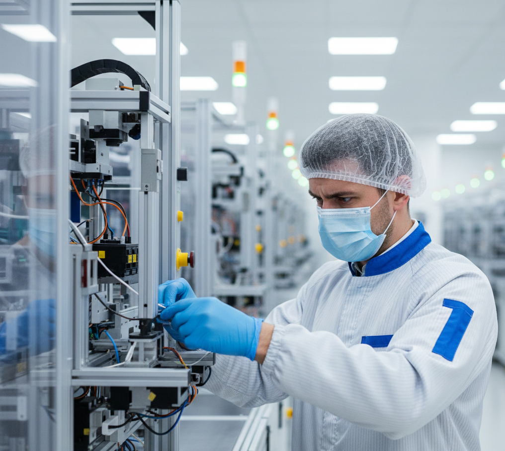 Strengthening Industrial System Performance - Manufacturing worker with robotic arm